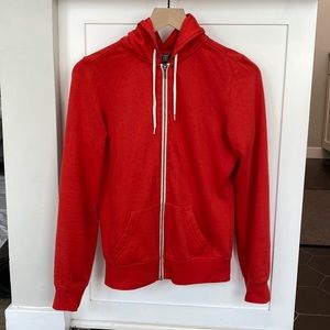 Red Hoodie Hooded Sweatshirt Zip Up